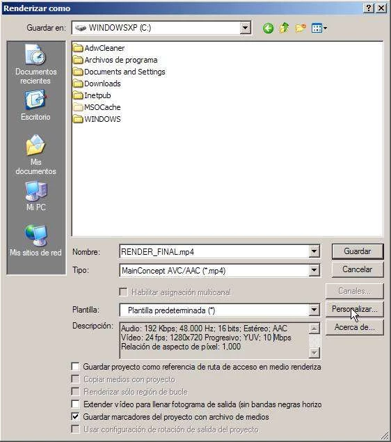 Renderizar Máxima Calidad Sony Vegas Pro