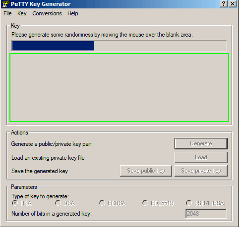 Generate ssh key with putty paint