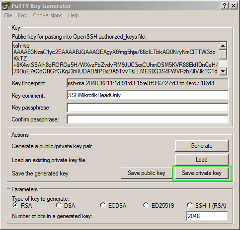 SSH Keygen Mikrotik