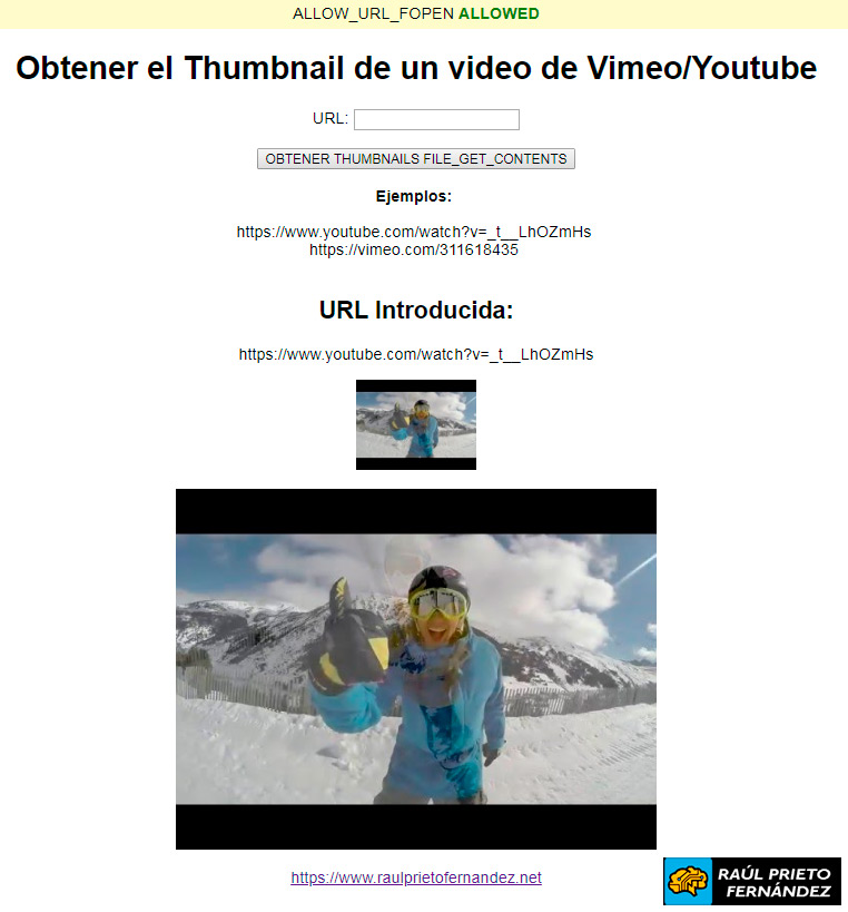 Thumbnails Youtube o Vimeo