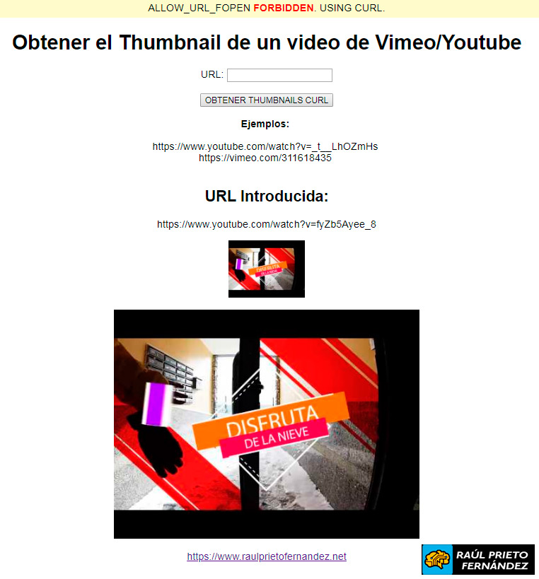 Thumbnails Youtube o Vimeo