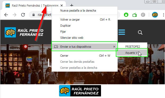 Compartir páginas Google Chrome