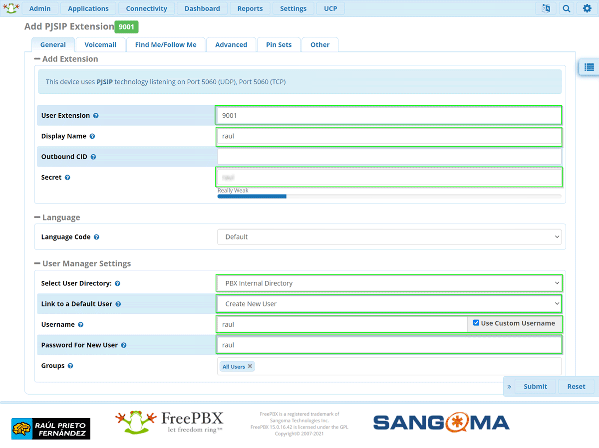 Configurar FreePBX y Asterisk