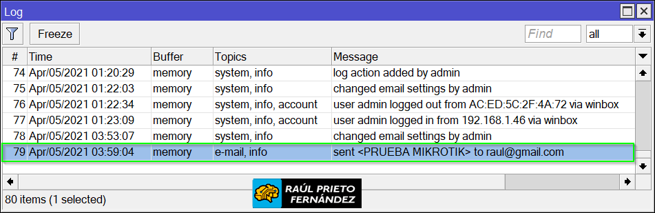 Emails MikroTik GMail