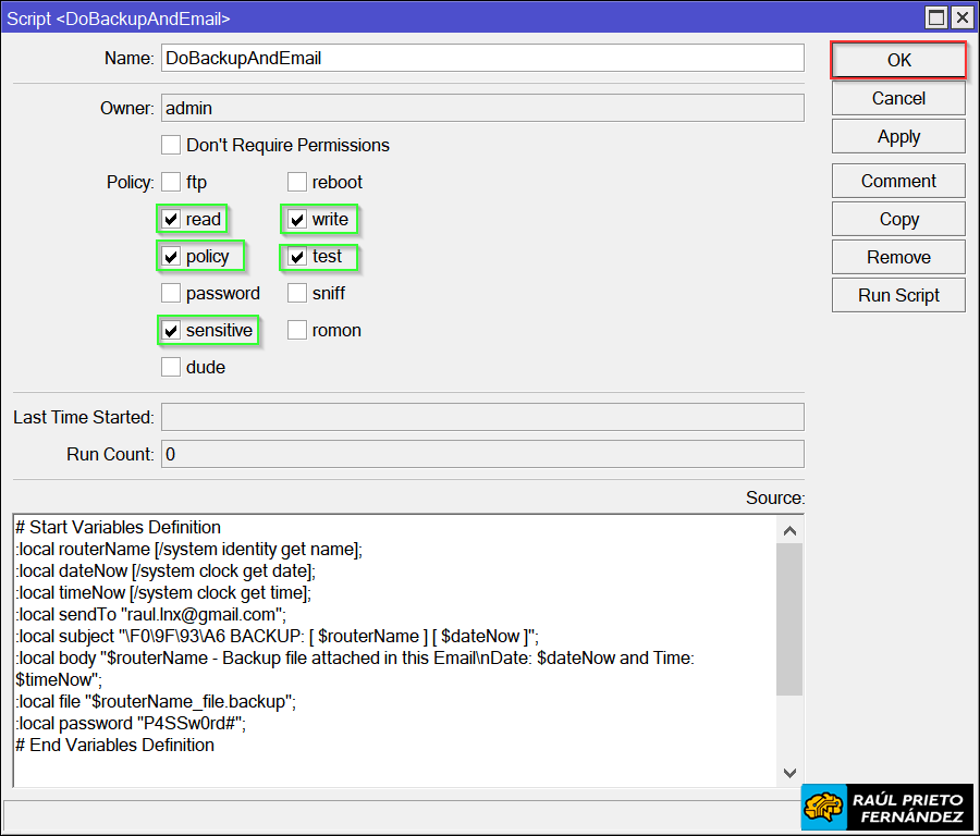 Backups Email MikroTik