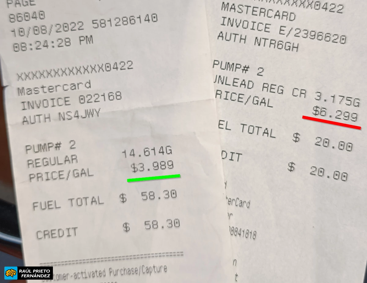 Repostar combustible en Estados Unidos