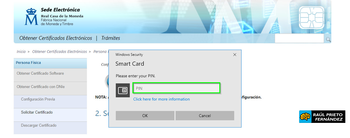 Generar certificado electrónico con DNIe