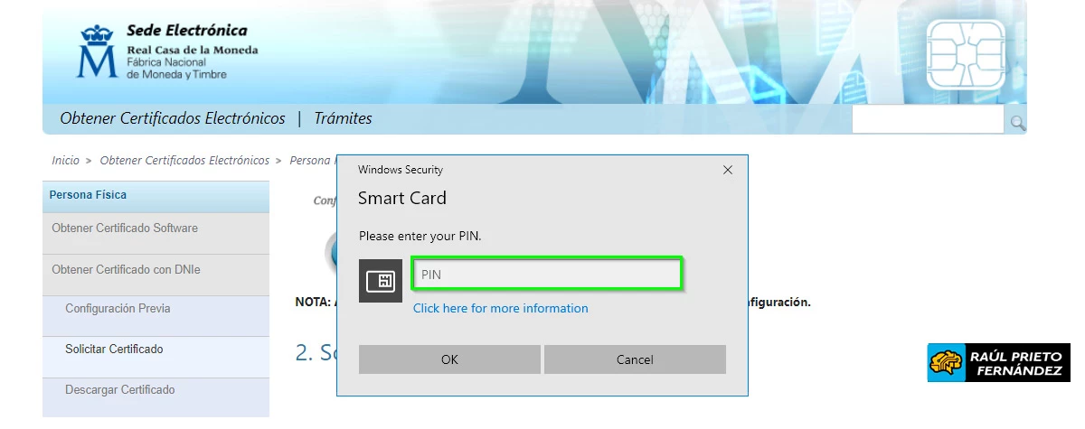 Generar certificado electrónico con DNIe