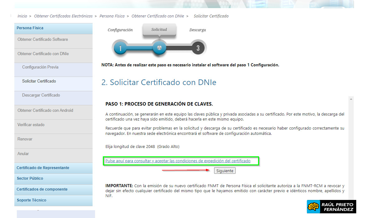 Generar certificado electrónico con DNIe