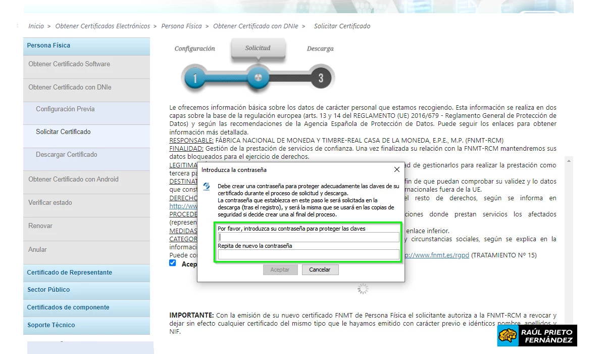 Generar certificado electrónico con DNIe
