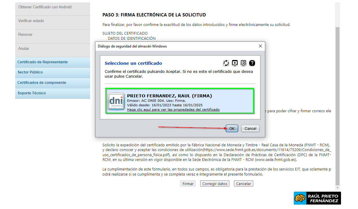Generar certificado electrónico con DNIe
