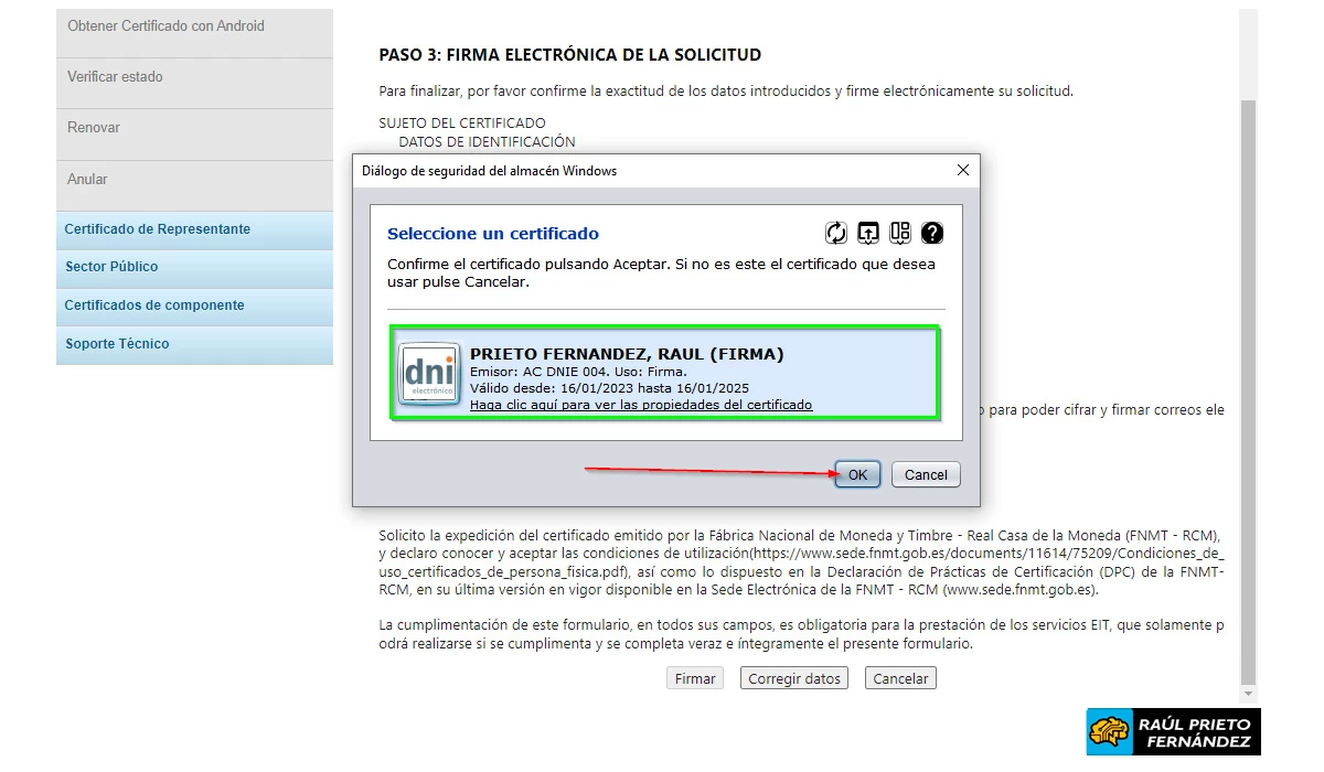 Generar certificado electrónico con DNIe