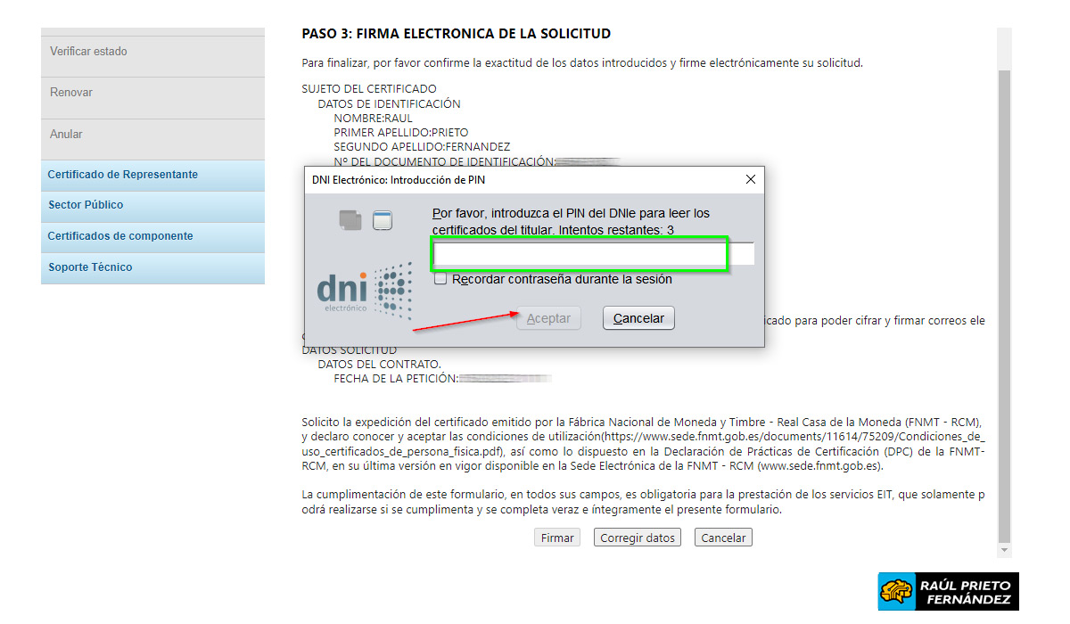 Generar certificado electrónico con DNIe
