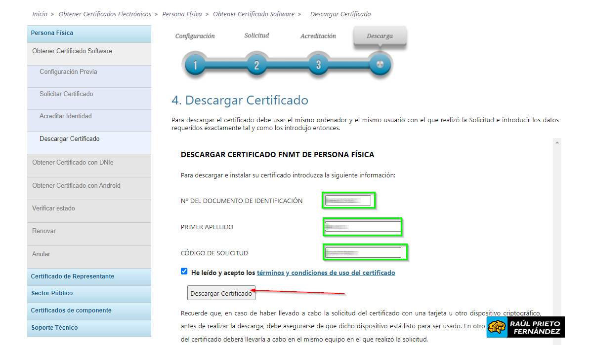 Generar certificado electrónico con DNIe