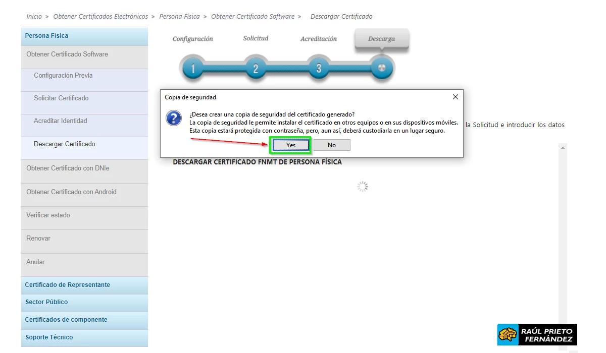 Generar certificado electrónico con DNIe