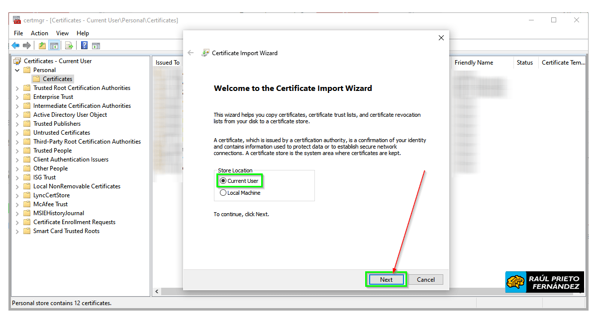 Importar y exportar certificado digital