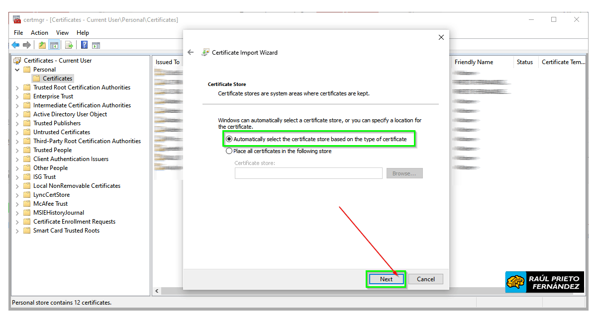 Importar y exportar certificado digital