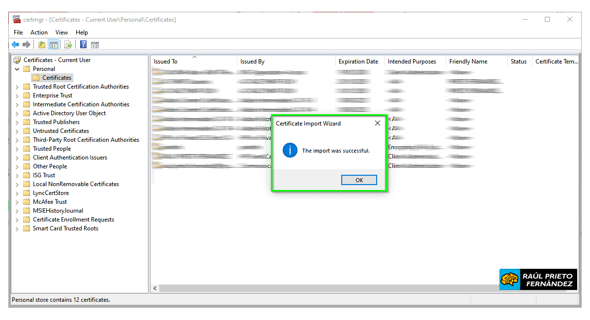 Importar y exportar certificado digital