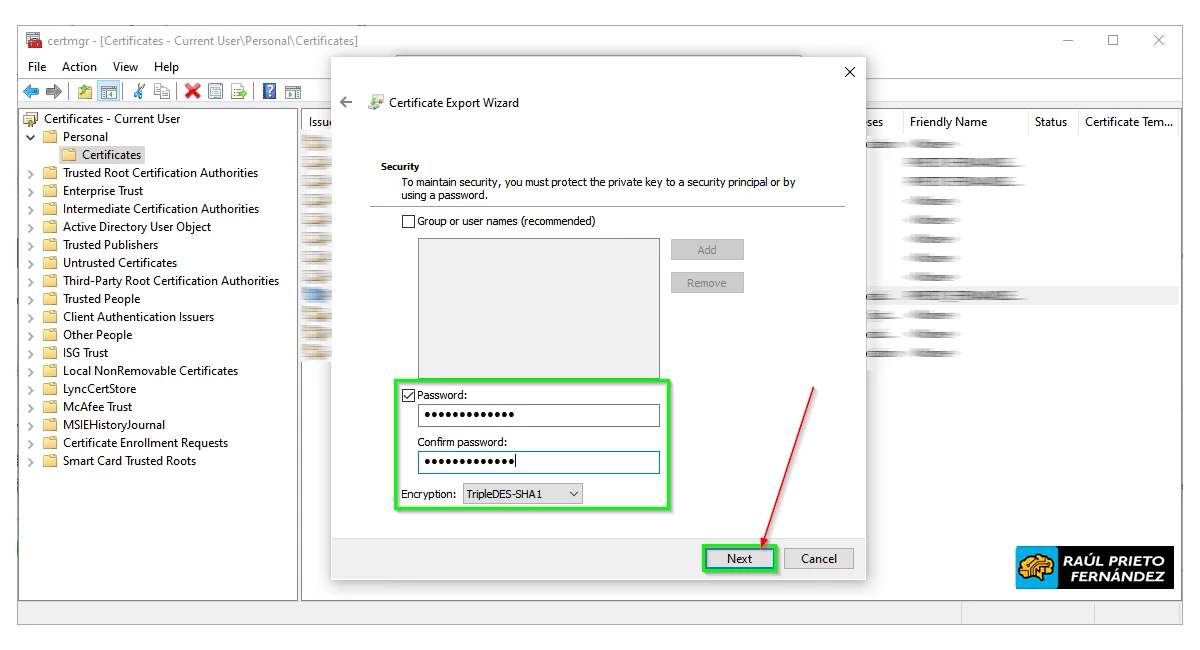 Importar y exportar certificado digital