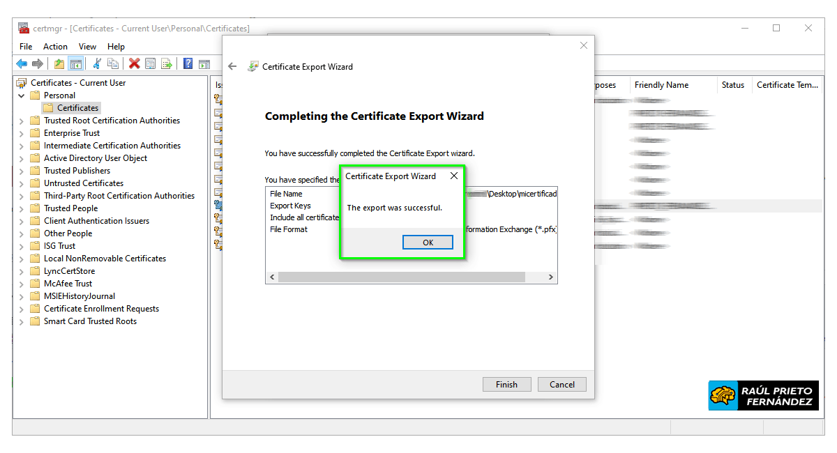 Importar y exportar certificado digital