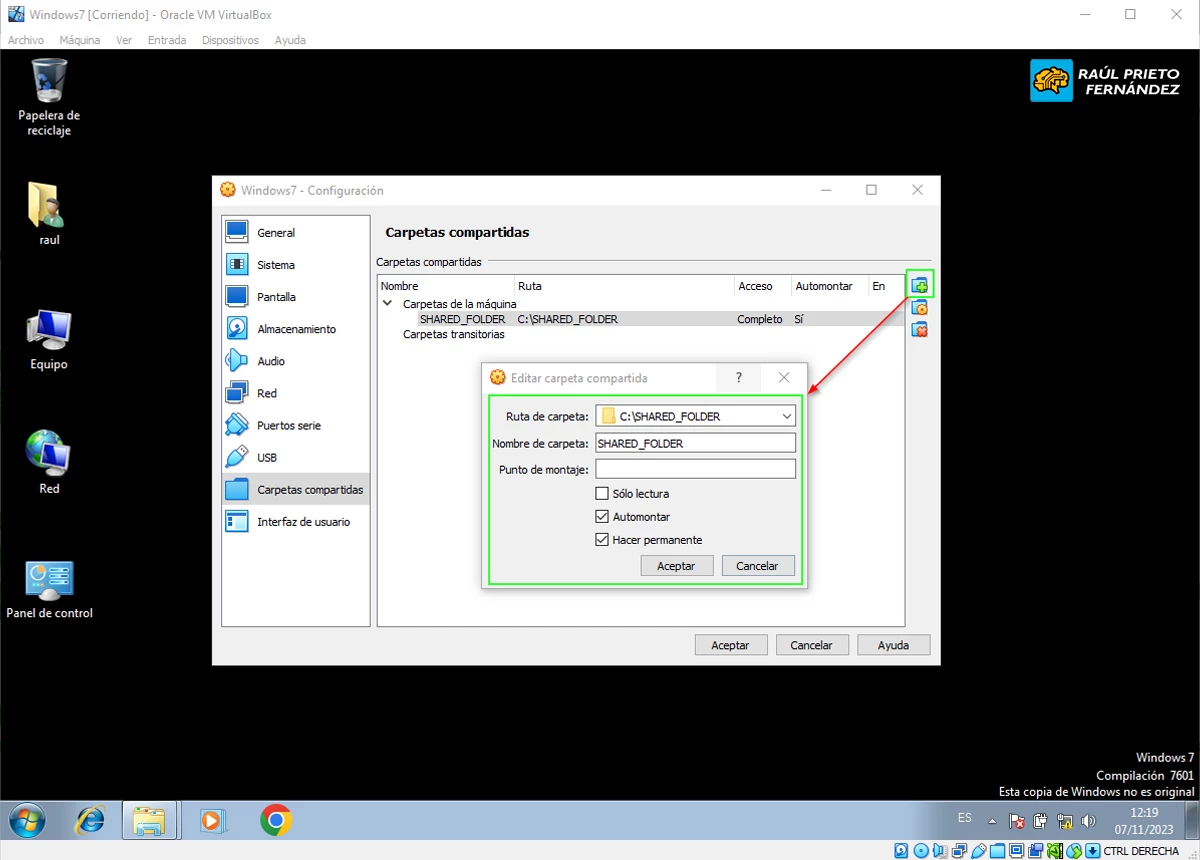 Carpetas compartidas en VirtualBox