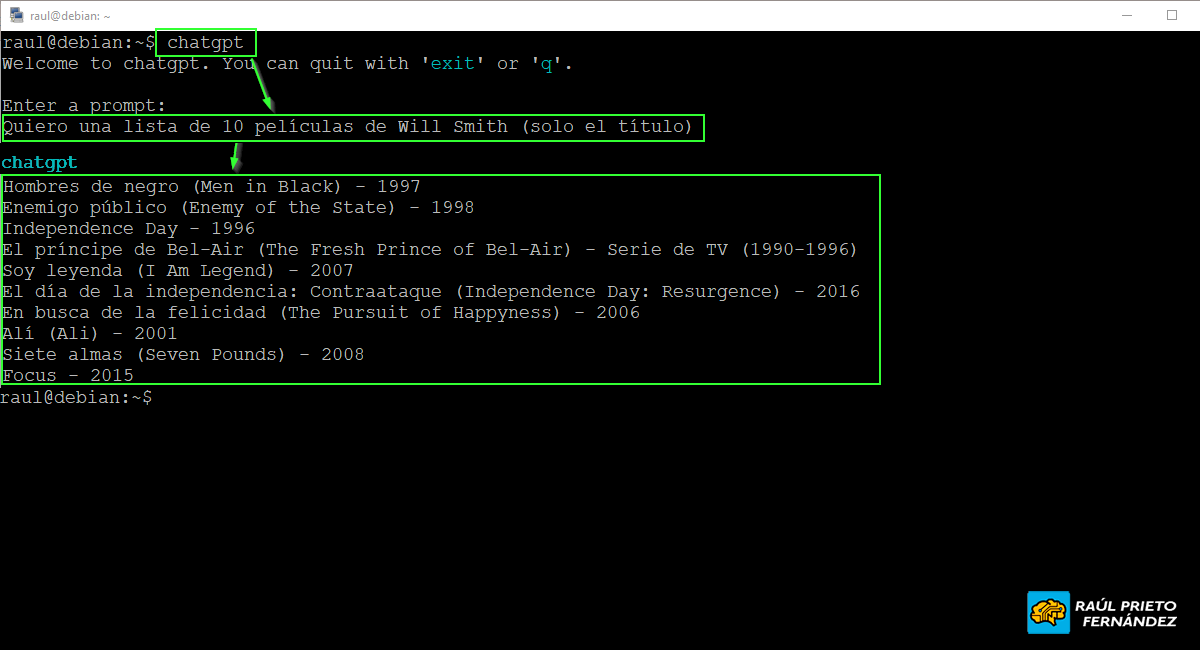 ChatGPT desde consola
