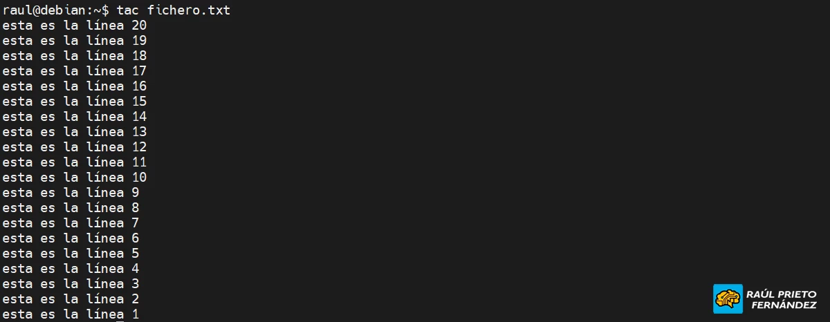 Invertir líneas en un fichero de texto