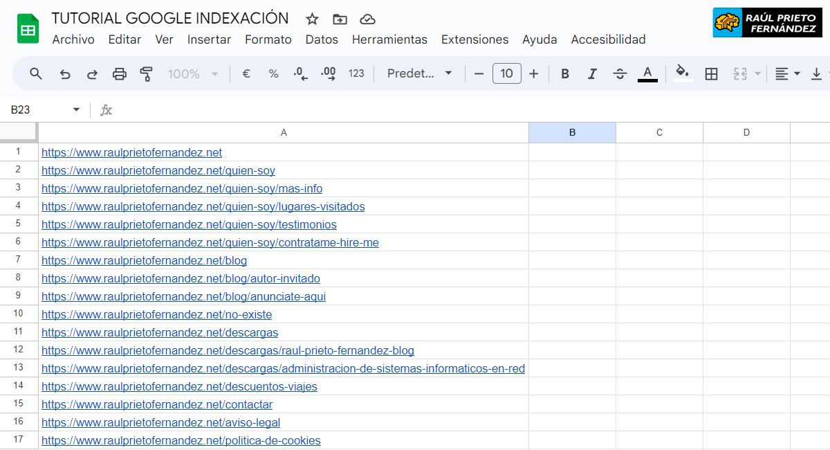 Comprobar URLs indexadas en Google