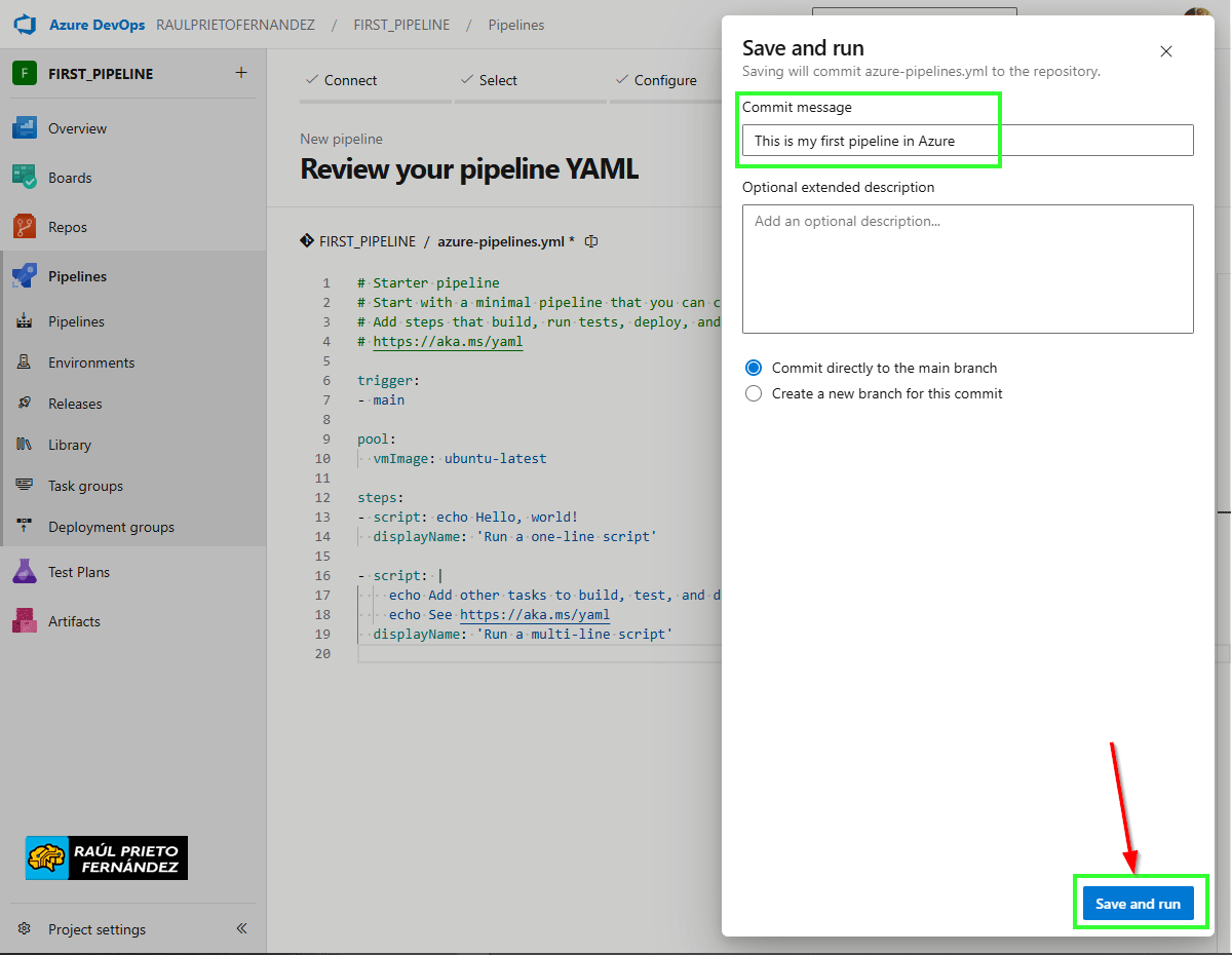 Primera Pipeline DevOps Azure