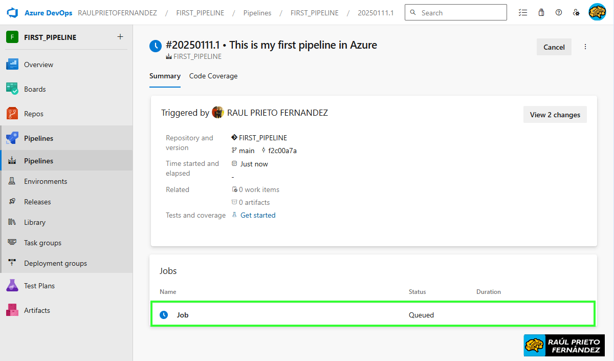 Primera Pipeline DevOps Azure