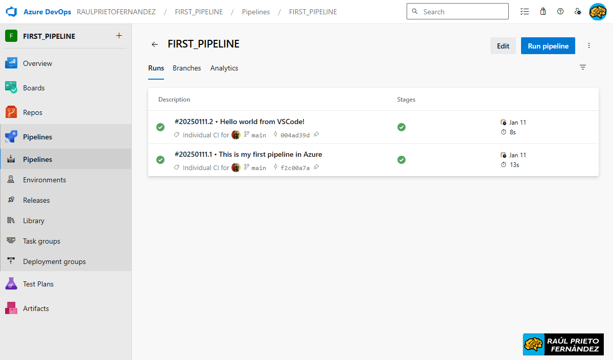 Primera Pipeline DevOps Azure