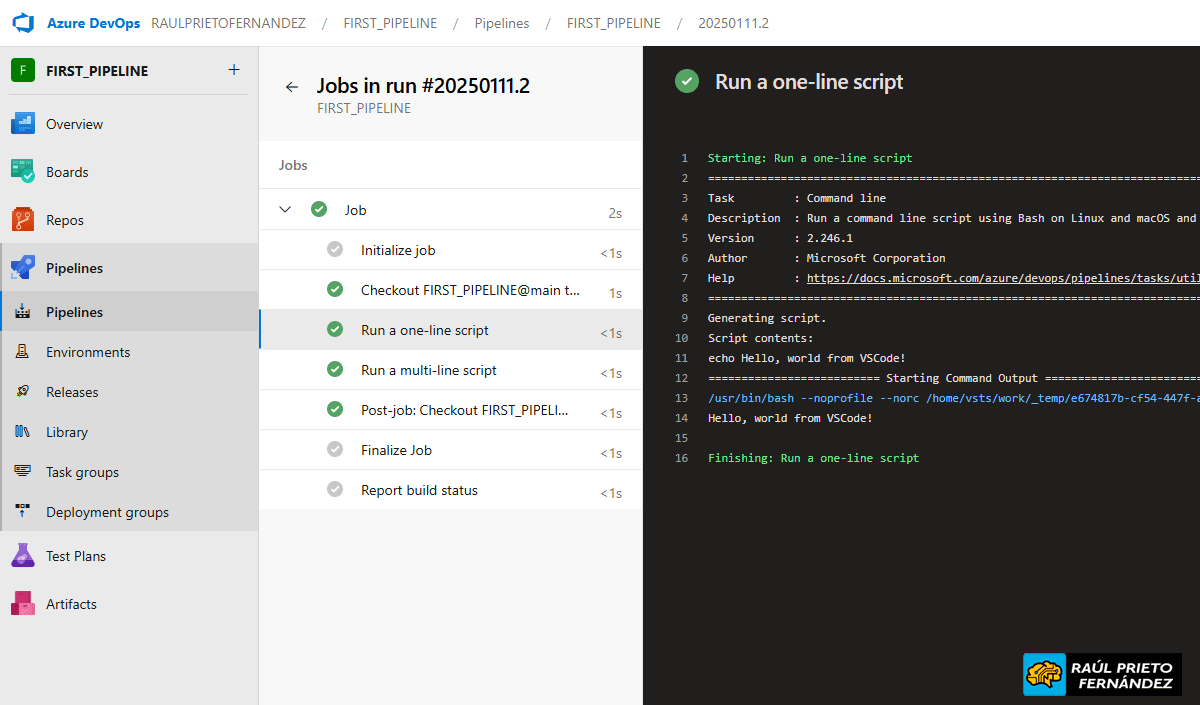 Primera Pipeline DevOps Azure
