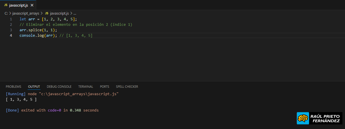 Eliminar un elemento en un array en Javascript