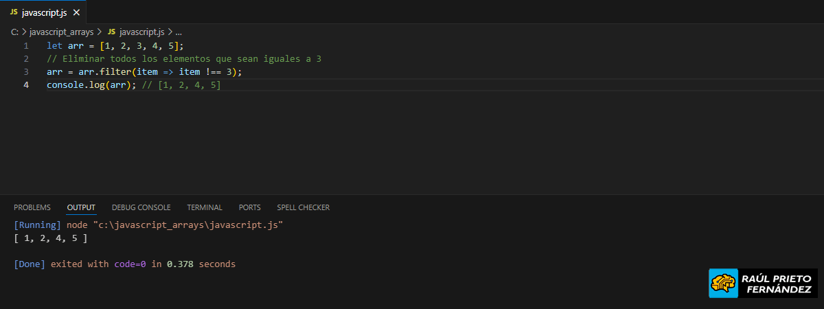 Eliminar un elemento en un array en Javascript