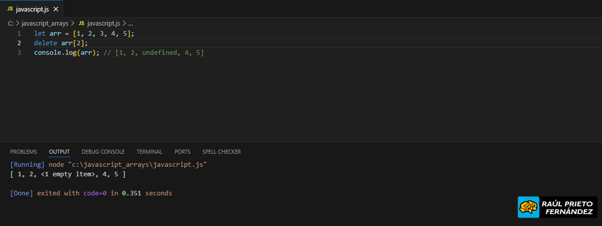 Eliminar un elemento en un array en Javascript