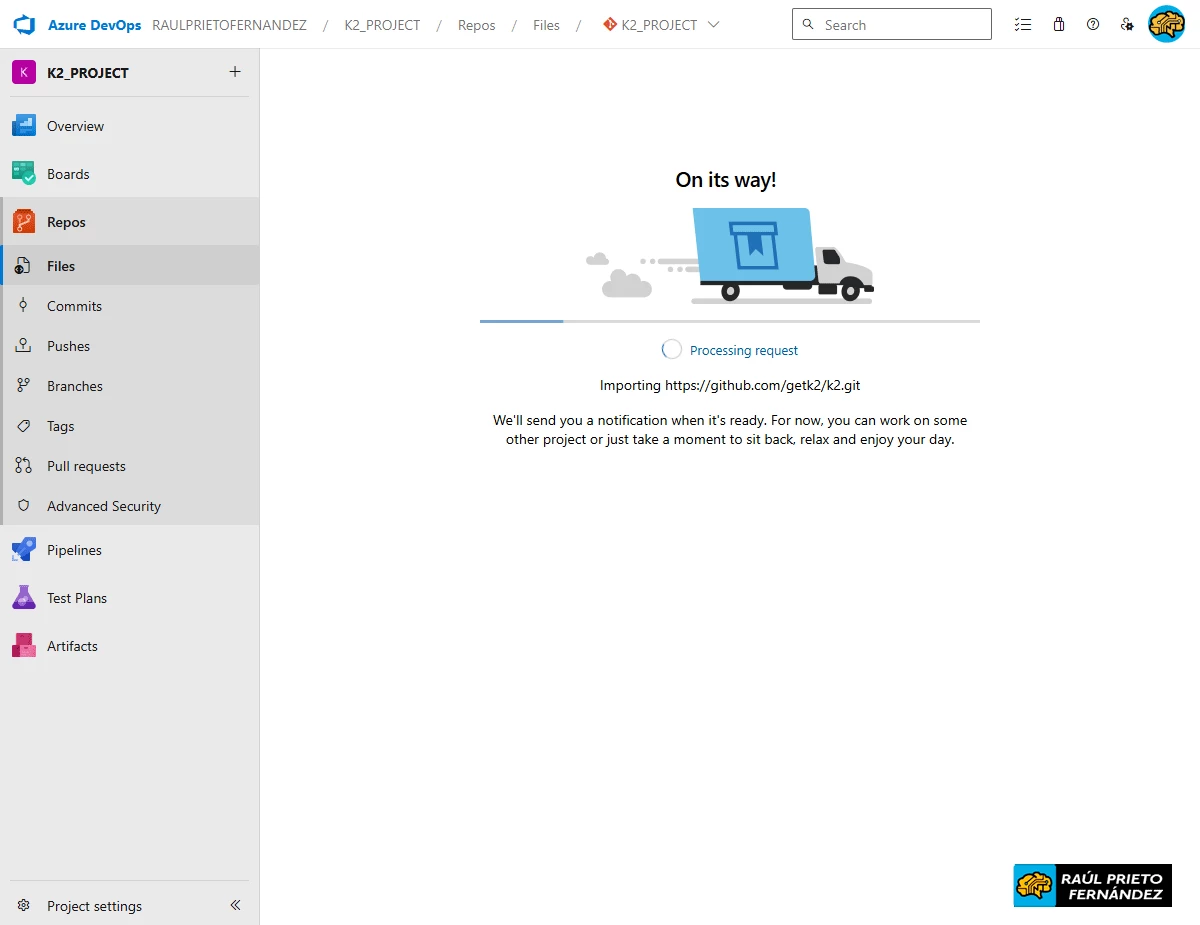 importar repositorio GitHub en Azure DevOps