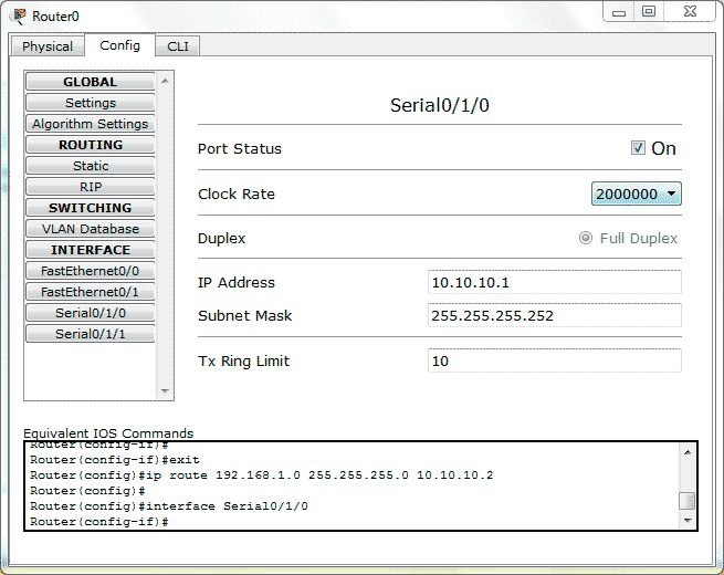 Enrutamiento estático Packet Tracer