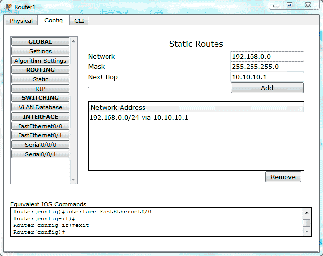 Enrutamiento estático Packet Tracer